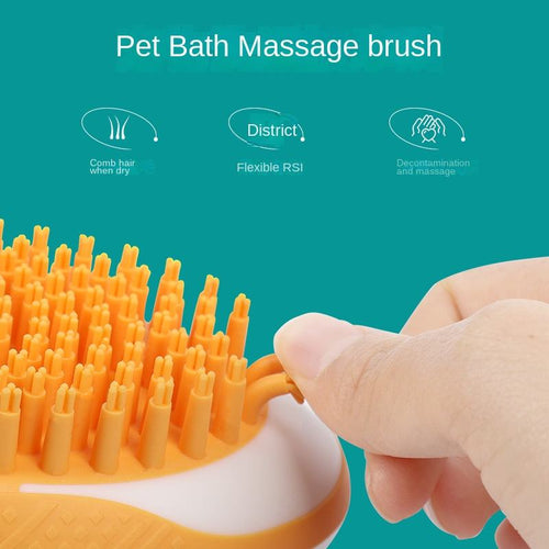 2-in-1 Dog & Cat Bath Brush – Silicone Pet Shampoo Massager & Grooming Comb