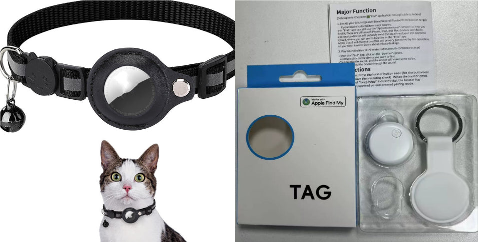 AirTag Pet Collar – Waterproof Reflective Cat & Dog Tracker Holder