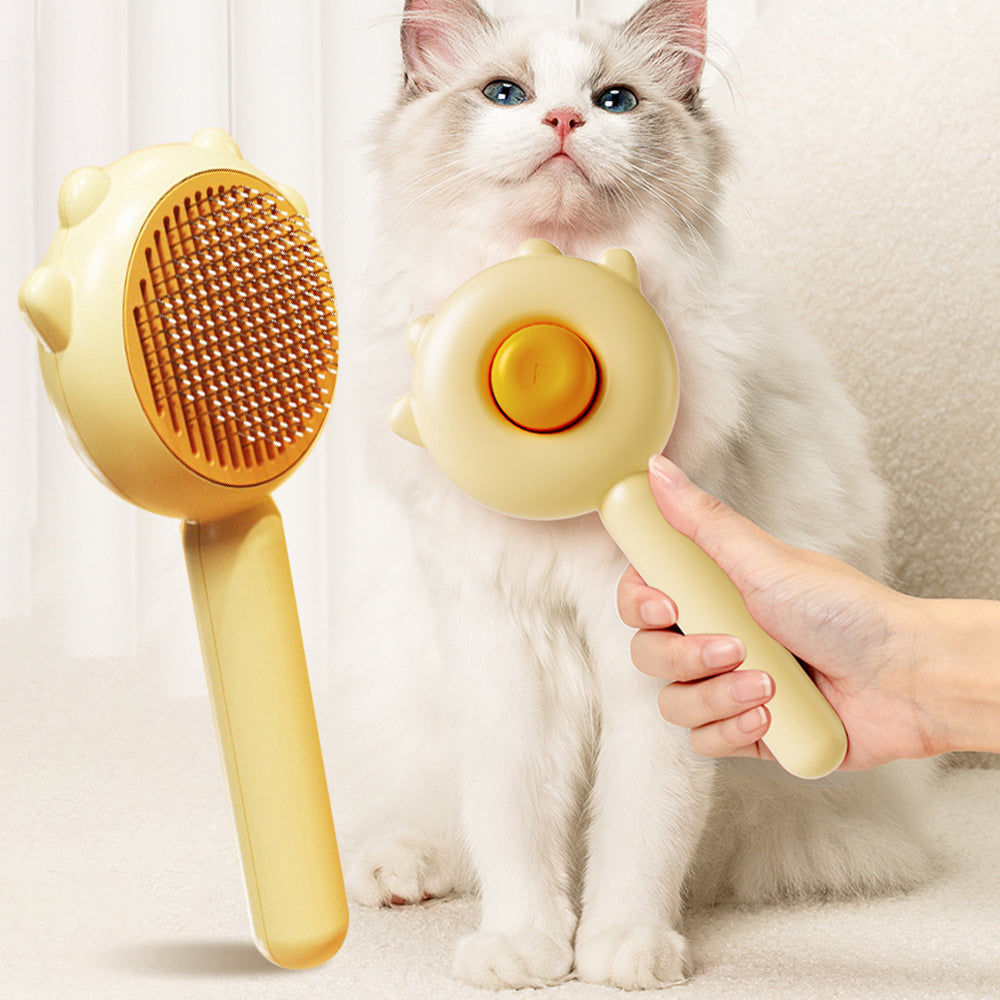 Self-cleaning deshedding comb with massage function for cats and dogs