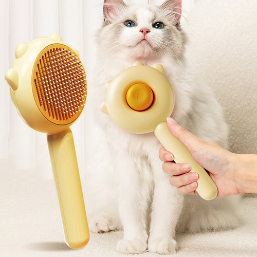 Self-cleaning deshedding comb with massage function for cats and dogs