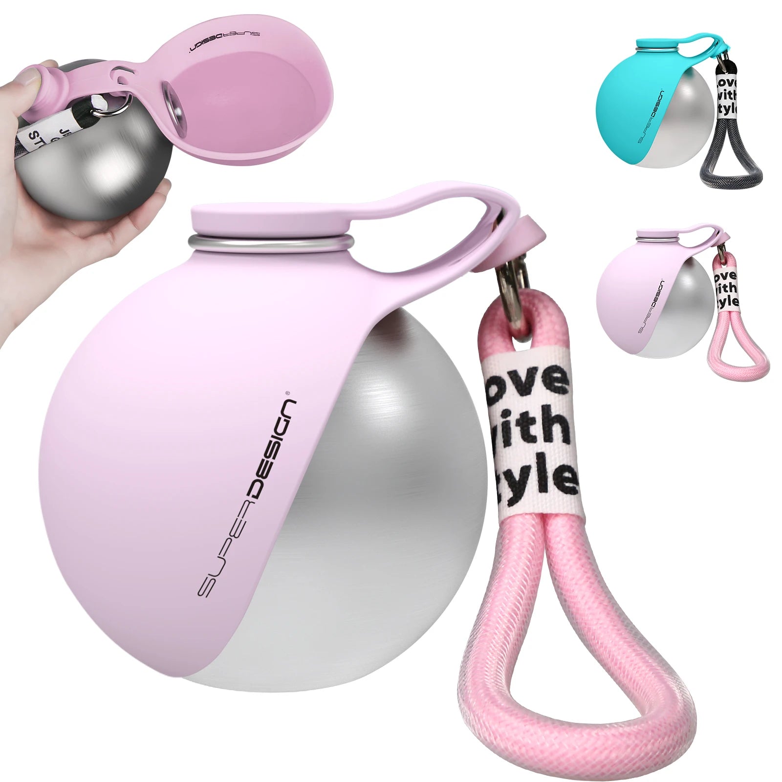Leakproof 2-in-1 portable dog water bottle with built-in travel bowl