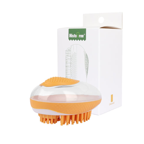 Silicone 2-in-1 pet bath brush with shampoo dispenser for dogs and cats