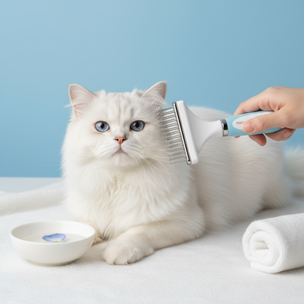 Cat Grooming Brush - Blue White