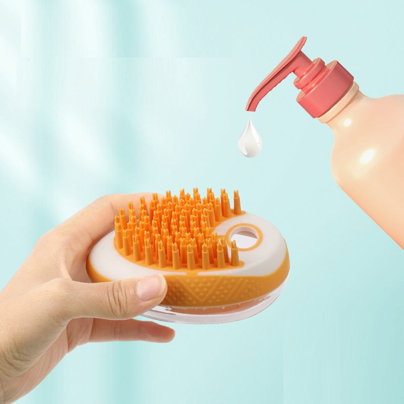 2-in-1 Dog & Cat Bath Brush – Silicone Pet Shampoo Massager & Grooming Comb