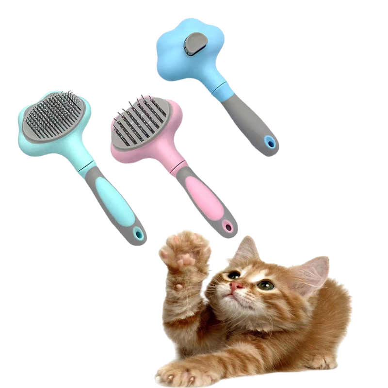 Self-cleaning pet grooming brush for cats and dogs – removes loose hair instantly